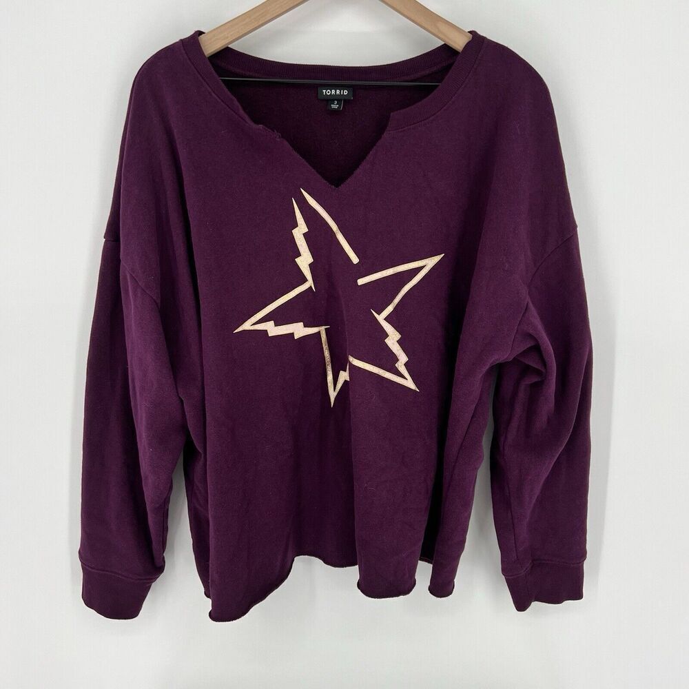 Torrid Lightning Star Fleece Split Neck Crop Sweater Size 3X